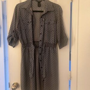 Black and White Patterned Women's Dress